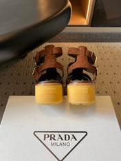 PRADA 26S GLADIATOR SANDALS 55MM IN BROWN SUEDE