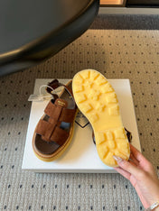 PRADA 26S PLATFORM SANDALS 55MM IN BROWN SUEDE