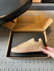 PRADA 26S LACE UP SNEAKERS 40MM IN BEIGE CALFSKIN