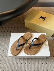THE ROW 26S THONG SANDALS IN BLACK CALFSKIN AND SUEDE