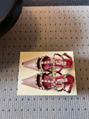 VALENTINO 26S ROCKSTUD HIGH HEELS 40 MM IN LIGHT BEIGE CALFSKIN