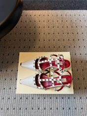 VALENTINO 26S ROCKSTUD HIGH HEELS 40 MM IN OFF WHITE CALFSKIN