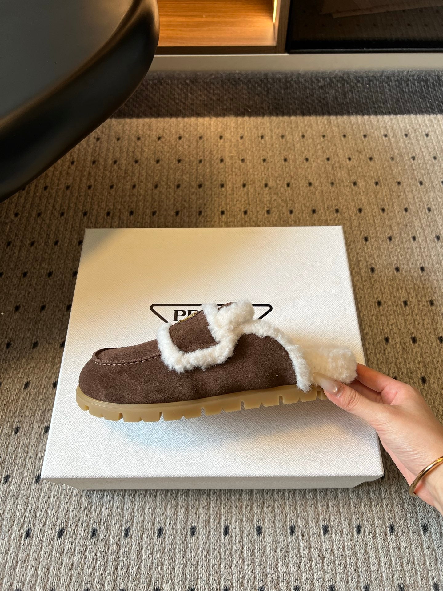 PRADA 26S MULES IN CHOCOLATE BROWN SUEDE
