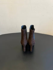 YSL 26S CHELSEA ANKLE BOOTS 100 MM IN DARK BROWN SUEDE