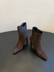 YSL 26S CHELSEA ANKLE BOOTS 100 MM IN DARK BROWN SUEDE