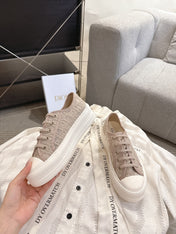 DIOR 26S PLATFORM SNEAKERS IN BEIGE OBLIQUE EMBROIDERED MESH