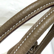 GARDEN PARTY 23CM IN WHITE TOILETS COTTON CANVAS AND TAUPE CALFSKIN
