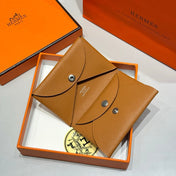 CALVI DUO COMPACT CARD HOLDER IN GOLD EPSOM CALFSKIN