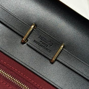 HERMES 25S MINI HERBAG 20 IN RED AND BLACK CANVAS GOLD HARDWARE