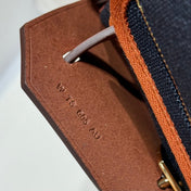 HERMES 25S MINI HERBAG 20 IN NAVY BLUE CANVAS GOLD HARDWARE