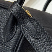 HERMES 25S MINI LINDY 19 IN BLACK CALFSKIN GOLD HARDWARE