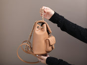 CHANEL 25S BACKPACK 21 CM IN LIGHT BROWN LAMBSKIN