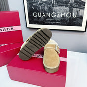 VIV WINTER PLATFORM MULES IN BROWN SUEDE