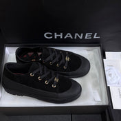 CHANEL 26S LOW TOP SNEAKERS IN BLACK SUEDE