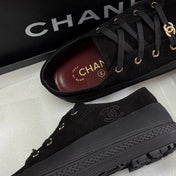 CHANEL 26S LOW TOP SNEAKERS IN BLACK SUEDE