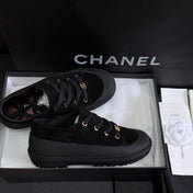 CHANEL 26S LOW TOP SNEAKERS IN BLACK SUEDE