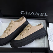 CHANEL 26S LOW TOP SNEAKERS IN BEIGE SUEDE