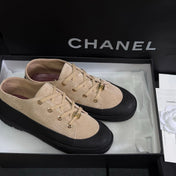 CHANEL 26S LOW TOP SNEAKERS IN BEIGE SUEDE