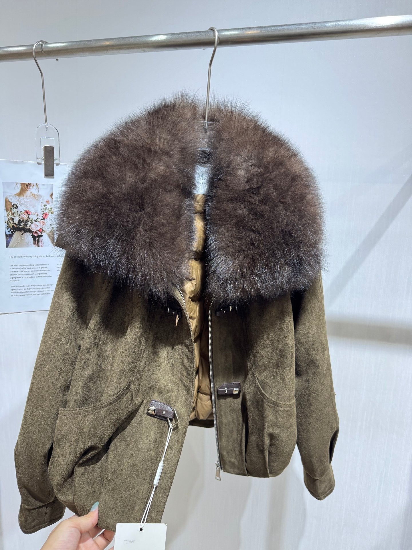 MAXMARA 26S FUR-COLLAR SUEDE JACKET 333