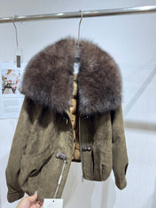MAXMARA 26S FUR-COLLAR SUEDE JACKET 333