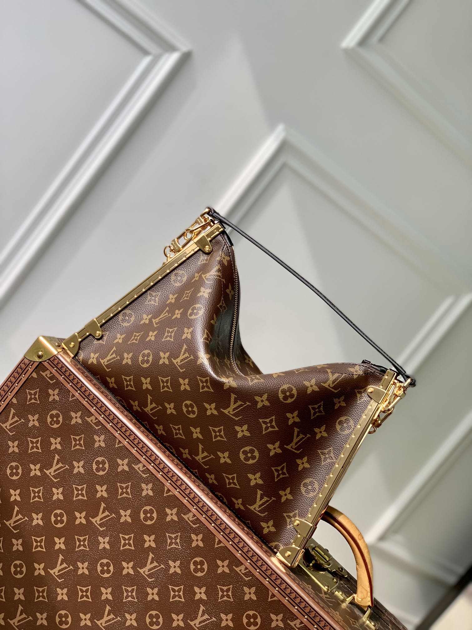 LUCKY TRUNK 38 IN BROWN MONOGRAM CANVAS GOLD HARDWARE