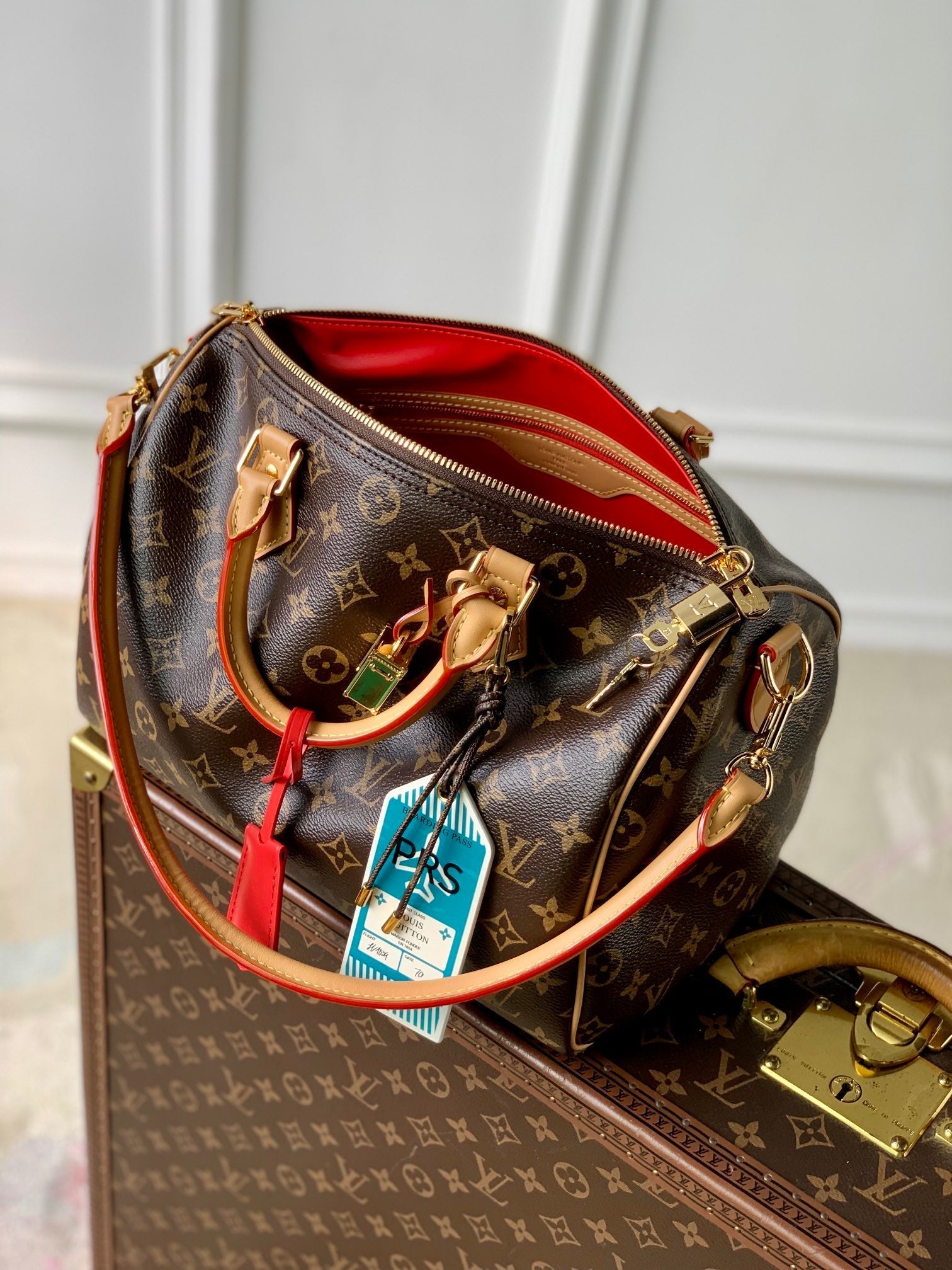 SPEEDY 30 SOFT CRAFTY IN BROWN MONOGRAM CALFSKIN RED TAG