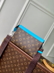 GASTON WEARABLE WALLET 18 IN BROWN MONOGRAM CANVAS MIX SKY CALFSKIN