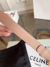 TRIOMPHE BELT 24MM IN BEAVER BROWN CALFSKIN WITH GOLD BUCKLE