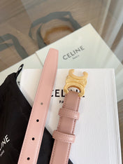 TRIOMPHE BELT 24MM IN TEA ROSE CALFSKIN WITH GOLD BUCKLE