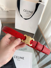 TRIOMPHE BELT 24MM IN RED CALFSKIN WITH GOLD BUCKLE