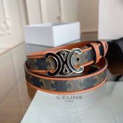 CELINE 26S BELT 25 MM IN BLACK AND BROWN CALFSKIN 669834