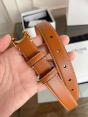 CELINE 26S BELT 25 MM IN BROWN CALFSKIN 669838
