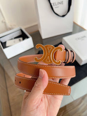 CELINE 26S BELT 25 MM IN BROWN CALFSKIN 669838