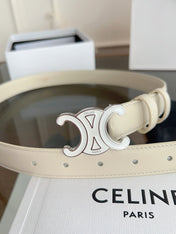 CELINE 26S BELT 25 MM IN CREAM WHITE CALFSKIN 669839