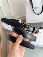 CELINE 26S REVERSIBLE BELT 25 MM IN BROWN AND BLACK CALFSKIN 669842