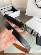 CELINE 26S REVERSIBLE BELT 25 MM IN BROWN AND BLACK CALFSKIN 669842