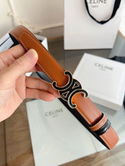 CELINE 26S REVERSIBLE BELT 25 MM IN BROWN AND BLACK CALFSKIN 669842