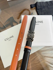 CELINE 26S REVERSIBLE BELT 25 MM IN BROWN AND BLACK CALFSKIN 669842