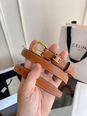 CELINE 26S BELT 18 MM IN BROWN CALFSKIN 658524