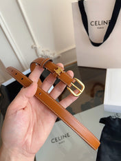 CELINE 26S BELT 18 MM IN BROWN CALFSKIN 658524