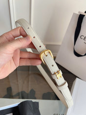CELINE 26S BELT 18 MM IN CREAM WHITE CALFSKIN 658525