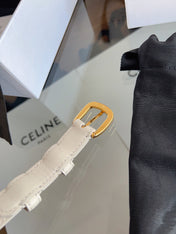 CELINE 26S BELT 18 MM IN CREAM WHITE CALFSKIN 658525