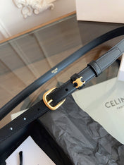 CELINE 26S BELT 18 MM IN BLACK CALFSKIN 658526