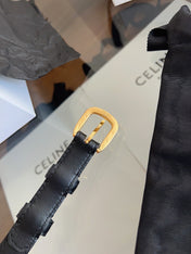 CELINE 26S BELT 18 MM IN BLACK CALFSKIN 658526