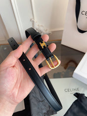 CELINE 26S BELT 18 MM IN BLACK CALFSKIN 658526