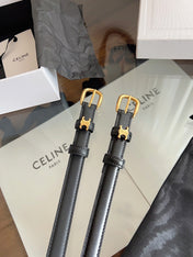 CELINE 26S BELT 18 MM IN BLACK CALFSKIN 658526