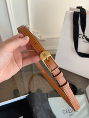 CELINE 26S BELT 18 MM IN BROWN CALFSKIN 658528