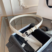CELINE 26S BELT 18 MM IN CREAM WHITE CALFSKIN 658529
