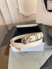 CELINE 26S BELT 18 MM IN CREAM WHITE CALFSKIN 658529