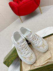 GG TRAINER WHITE CALFSKIN WITH PATTERN